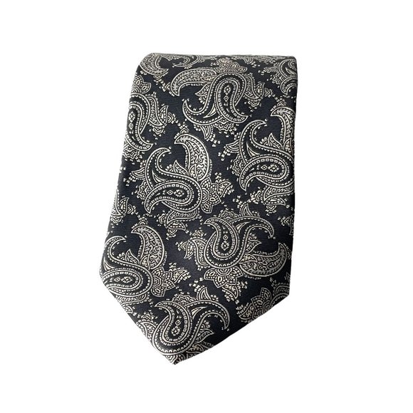 Vintage Stafford Men's Black All Over Paisley Pattern Neck Tie - Picture 1 of 10